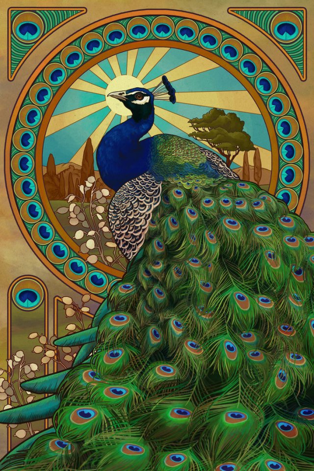 Image via http://chronoperates.deviantart.com/art/Art-Nouveau-Peacock-272202614