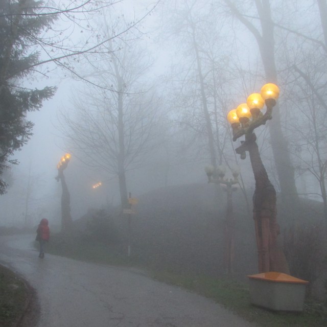 Me walking in Zurich along statues of deer by an amazing artist Bruno Weber 