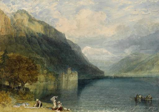 J.M.W. Turner, “The Castle of Chillon” featured in Byron’s narrative poem “The Prisoner of Chillon” (“Lake Leman lies by Chillon's walls: /A thousand feet in depth below / Its massy waters meet and flow / … and like a living grave / Below the surface of the lake / The dark vault lies wherein we lay: / We heard it ripple night and day”)