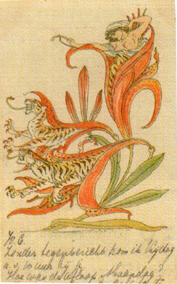 Walter Crane, "Then lilies turned to tiger blaze, amid the garden's tangled maze"