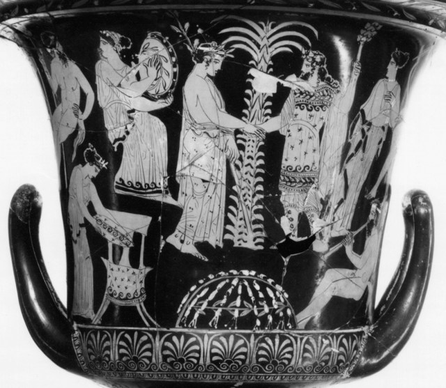 Apollo and Dionysus at Delphi, Attic vase, fourth century BC